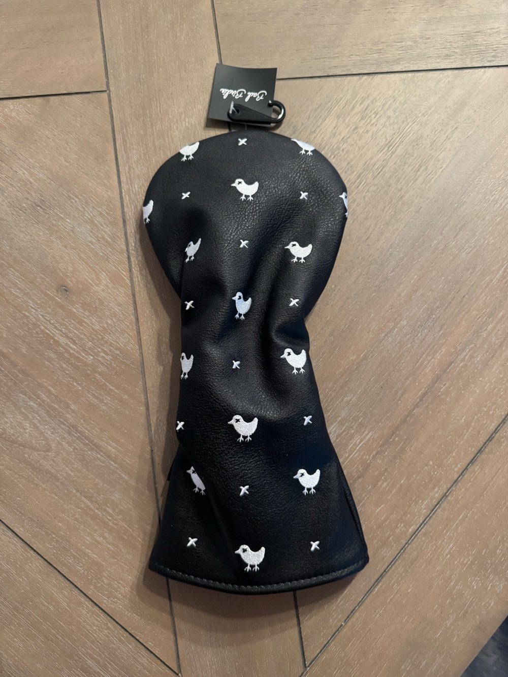 Bad Birdie Black Driver Headcover with White Bird Print